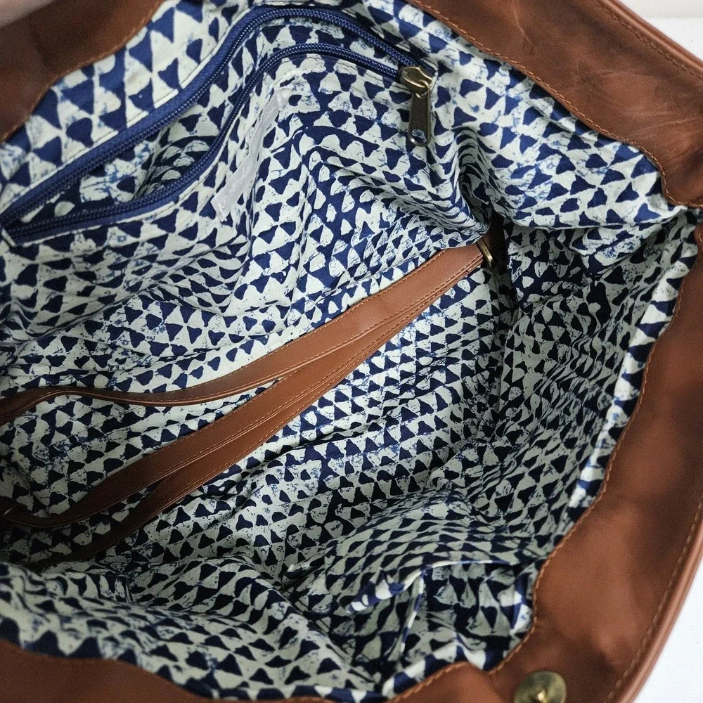 Boho Monday Collection Multi-Color Knit Cotton Leather Medium Tote‎ Shoulder Bag - Picture 3 of 7